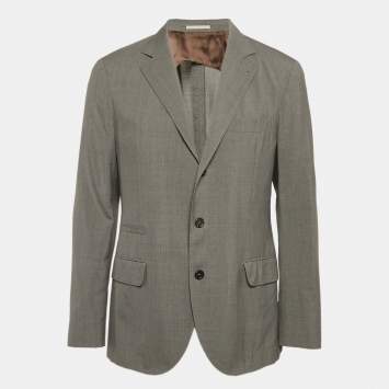 Loro Piana Grey Wool Single Breasted Blazer L