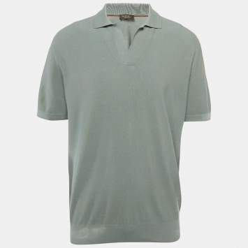 Loro Piana Light Blue Cotton Pique Polo T-Shirt XXL