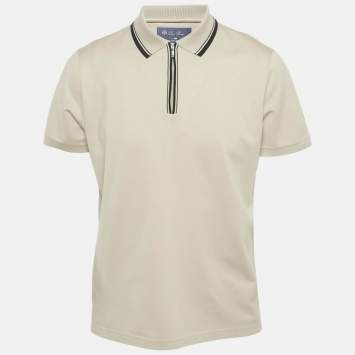 Pre Owned Loro Piana Beige Cotton Regatta Polo T-Shirt L 