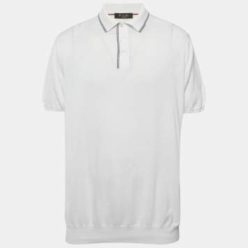 Pre Owned Loro Piana White Cotton Jersey Polo T-Shirt 4XL