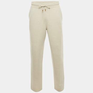 Pre Owned Loro Piana Grey Hemp Rib Knit Sweatpants L