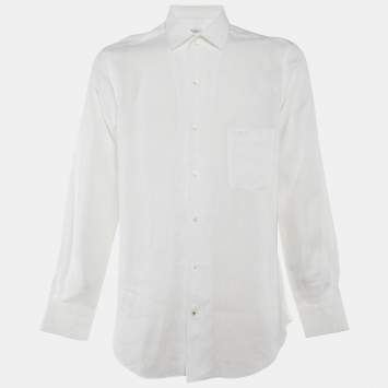 Loro Piana  White Linen Button Front Shirt L