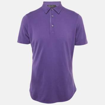 Pre Owned Loro Piana Purple Cotton Polo T-Shirt M