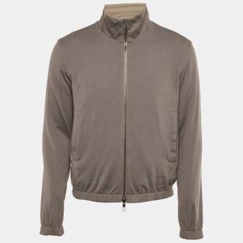 Pre Owned Loro Piana Grey/Green Nylon and Cashmere Reversible Windmate Jacket S