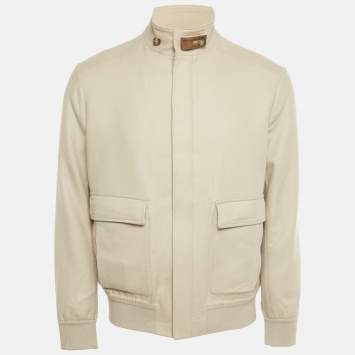 Pre Owned Loro Piana Beige Cashmere and Suede Trim Jacket L