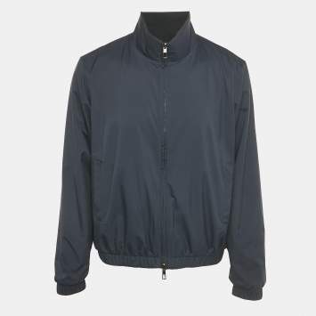 Pre Owned Loro Piana Blue Nylon Reversible Bomber Jacket L