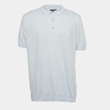 Pre Owned Loro Piana Blue Cotton Polo T-Shirt 4XL