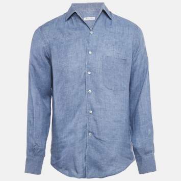 Pre Owned Loro Piana Blue Linen André Shirt S
