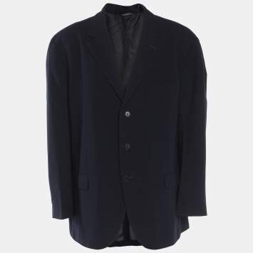 Pre Owned Loro Piana Navy Blue Wool Single Breasted Blazer 5XL