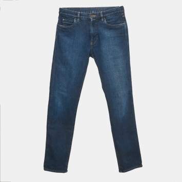 مملوكة مسبقًا بنطلون لورو بيانا قطني أزرق قصة اعتيادية خصر 31 بوصة مقاس وسط - ميديم