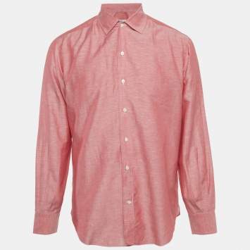 مملوكة مسبقًا Loro Piana Pink Linen & Flax Button Front Shirt L