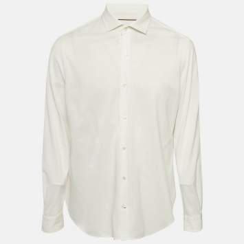 مملوكة مسبقًا Loro Piana White Pique Cotton Button Front Shirt XXL