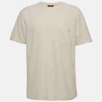 Pre Owned Loro Piana Cream Pique Patch Pocket T-Shirt XL