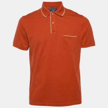 مملوكة مسبقًا Loro Piana Orange Cotton Pique Knit Polo T-Shirt L