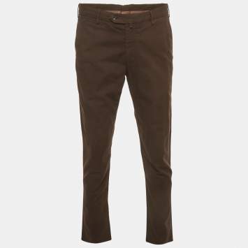 مملوكة مسبقًا Loro Piana Brown Cotton Regular Fit Trousers L
