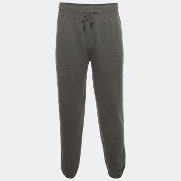 Pre Owned Loro Piana Grey Cashmere Knit Merano Joggers M