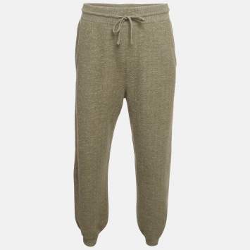Pre Owned Loro Piana Green Wool Blend Drawstring Joggers M 