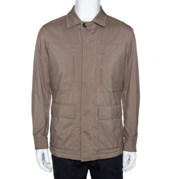 Pre Owned Loro Piana Ecru Synthetic Cashmere Lined Traveller Jacket S