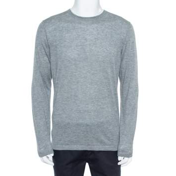 Pre Owned Loro Piana Grey Cashmere Crewneck Sweater L