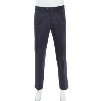 Pre Owned Loro Piana Navy Blue Cotton Tailored Trousers L