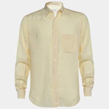 Pre Owned Loro Piana Yellow Linen Button Down Shirt M