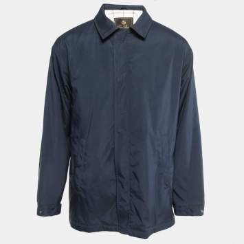 Pre Owned Loro Piana Navy Blue Nylon Zip Front Jacket M
