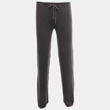 Pre Owned Loro Piana Grey Cashmere Knit Wide-Leg Pants S