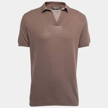 Pre Owned Loro Piana Brown Cotton Half Sleeve Polo T-Shirt XL