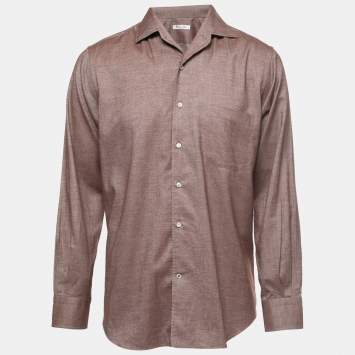Pre Owned Loro Piana Brown Cotton Andre Button Front Shirt M