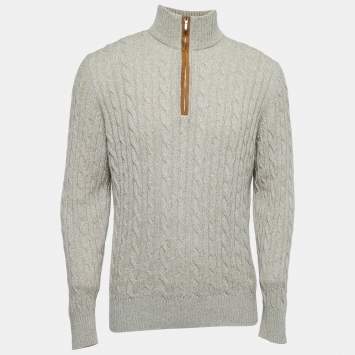 Pre Owned Loro Piana Brown Baby Cashmere Zip-Up Sweater XL