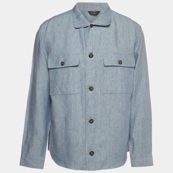 Pre Owned Loro Piana Light Blue Linen Jacket L
