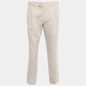 Pre Owned Loro Piana Beige Linen Blend Trousers XL