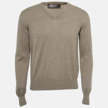 Pre Owned Loro Piana Brown Baby Cashmere V-Neck Sweater M