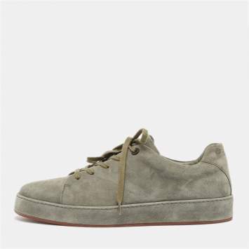 Pre Owned Loro Piana Green Suede Nuages Lace Up Sneakers  Size 44