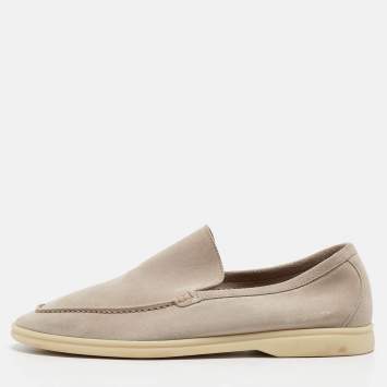 Pre Owned Loro Piana Beige Suede Summer Walk Loafers Size 43.5