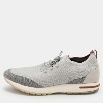 Pre Owned Loro Piana Grey Knit Fabric 360 LP Flexy Walk Low Top Sneakers Size 41