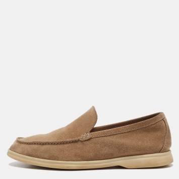 Pre Owned Loro Piana Beige Suede Summer Charms Loafers Size 39