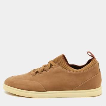 Pre Owned Loro Piana Beige Nubuck Leather Soho Walk Sneakers Size 40