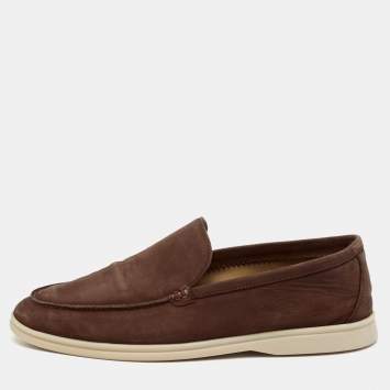 Pre Owned Loro Piana Brown Nubuck Leather Summer Walk Loafers Size 43