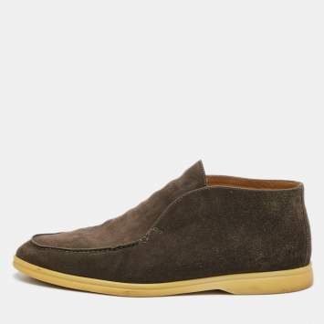 Pre Owned Loro Piana Brown Suede Open Walk Ankle Length Boots Size 44