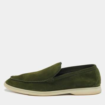 Pre Owned Loro Piana Green Suede Harrods Walk Slip On Loafers Size 43
