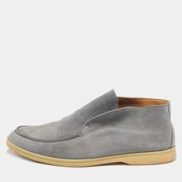 Pre Owned Loro Piana Grey Suede Summer Walk Loafers Size 42.5