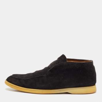 مملوكة مسبقًا Loro Piana Black Suede Open Walk Ankle Boots Size 43