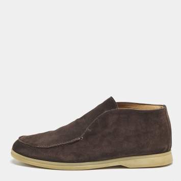 Pre Owned Loro Piana Brown Suede Open Walk Ankle Boots Size 42