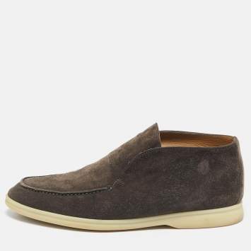 Pre Owned Loro Piana Brown Suede Open Walk Ankle Length Boots Size 39.5