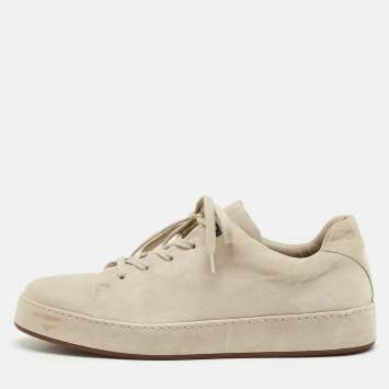 Pre Owned Loro Piana Grey Suede Nuages Lace Up Sneakers Size 42
