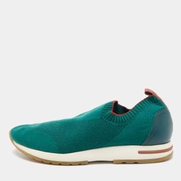 Pre Owned Loro Piana Green Knit Fabric 360 LP Flexy Walk Sneakers Size 43