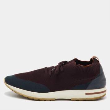 Pre Owned Loro Piana Multicolor Knit Fabric 360 Flexy Walk Lace Up Sneakers Size 43