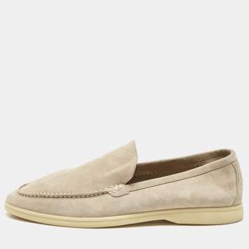 Pre Owned Loro Piana Beige Suede Summer Walk Loafers Size 46