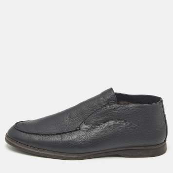 Pre Owned Loro Piana Black Leather Open Walk Ankle Boots Size 42